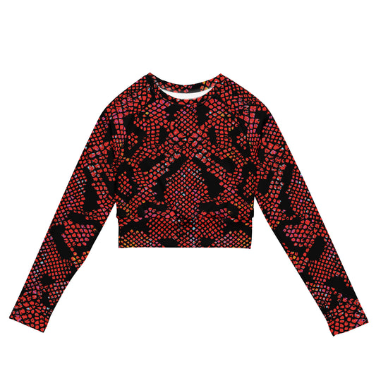 Recycled Performance Crop Top Snakeskin Rouge