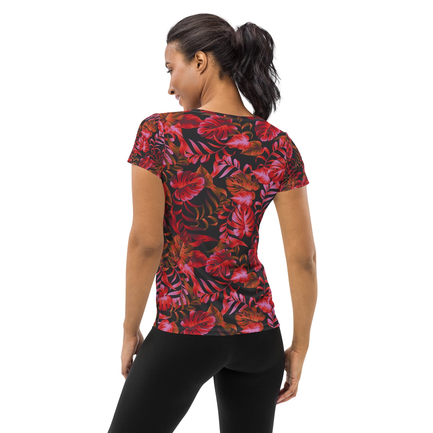 Women's Athletic Performance T-shirt In Femme Fatale Garden