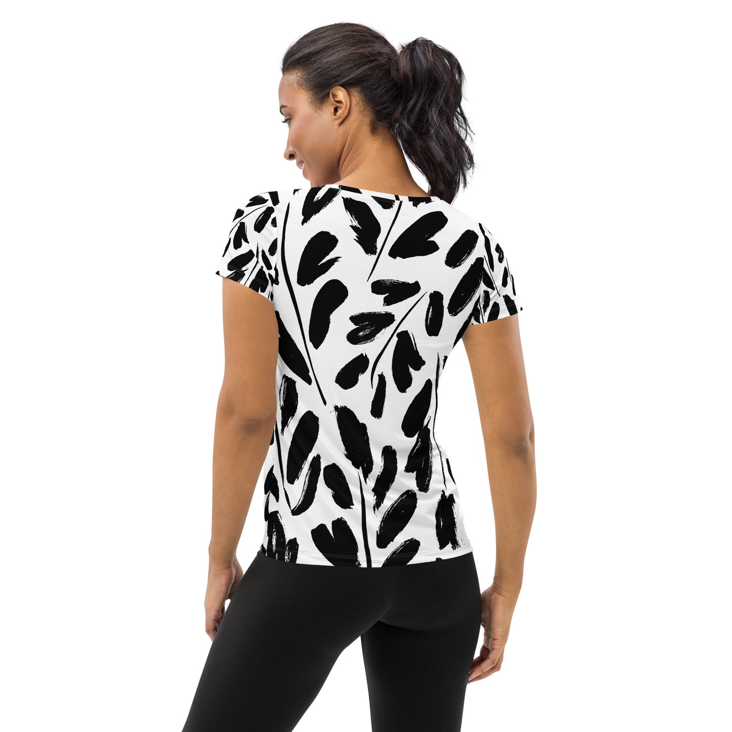 Women's Athletic Performance T-shirt In Abstract Noir