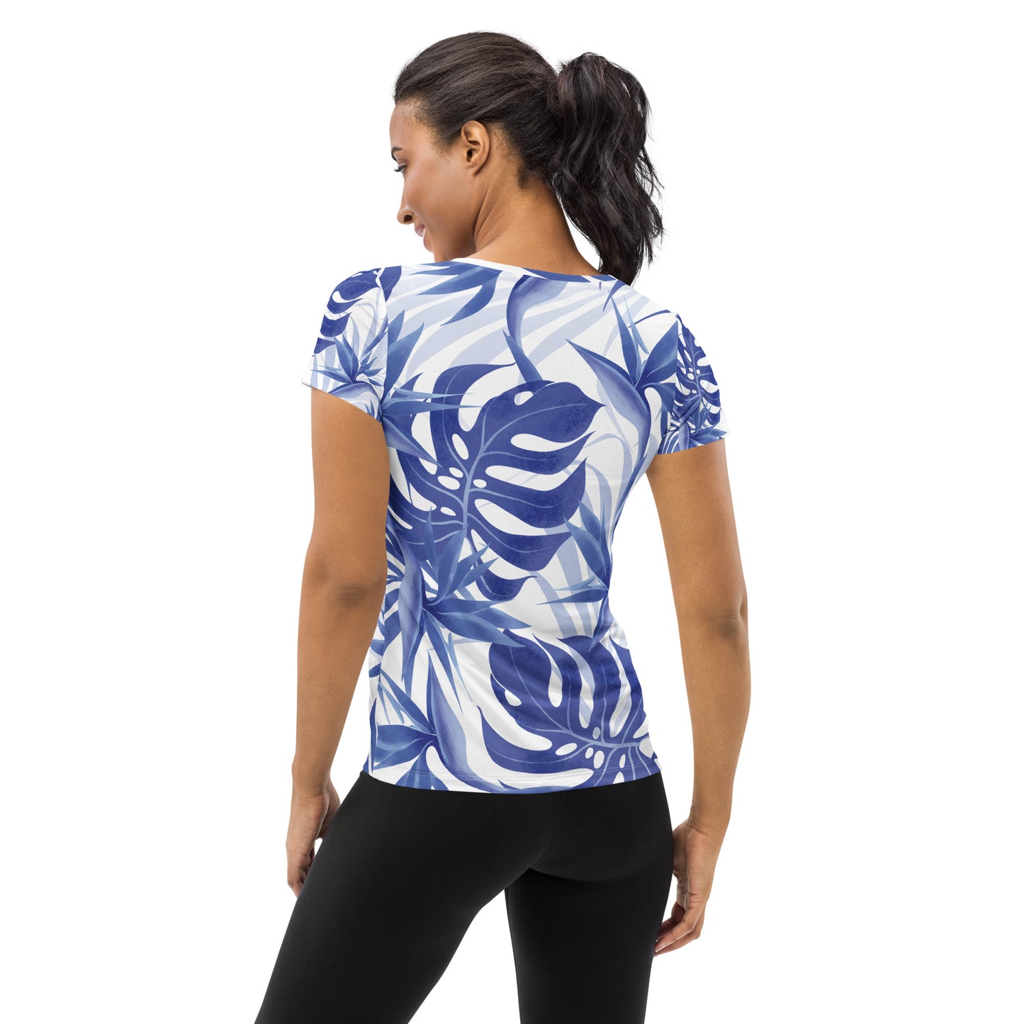 Women's Athletic Performance T-shirt In Violet Palm