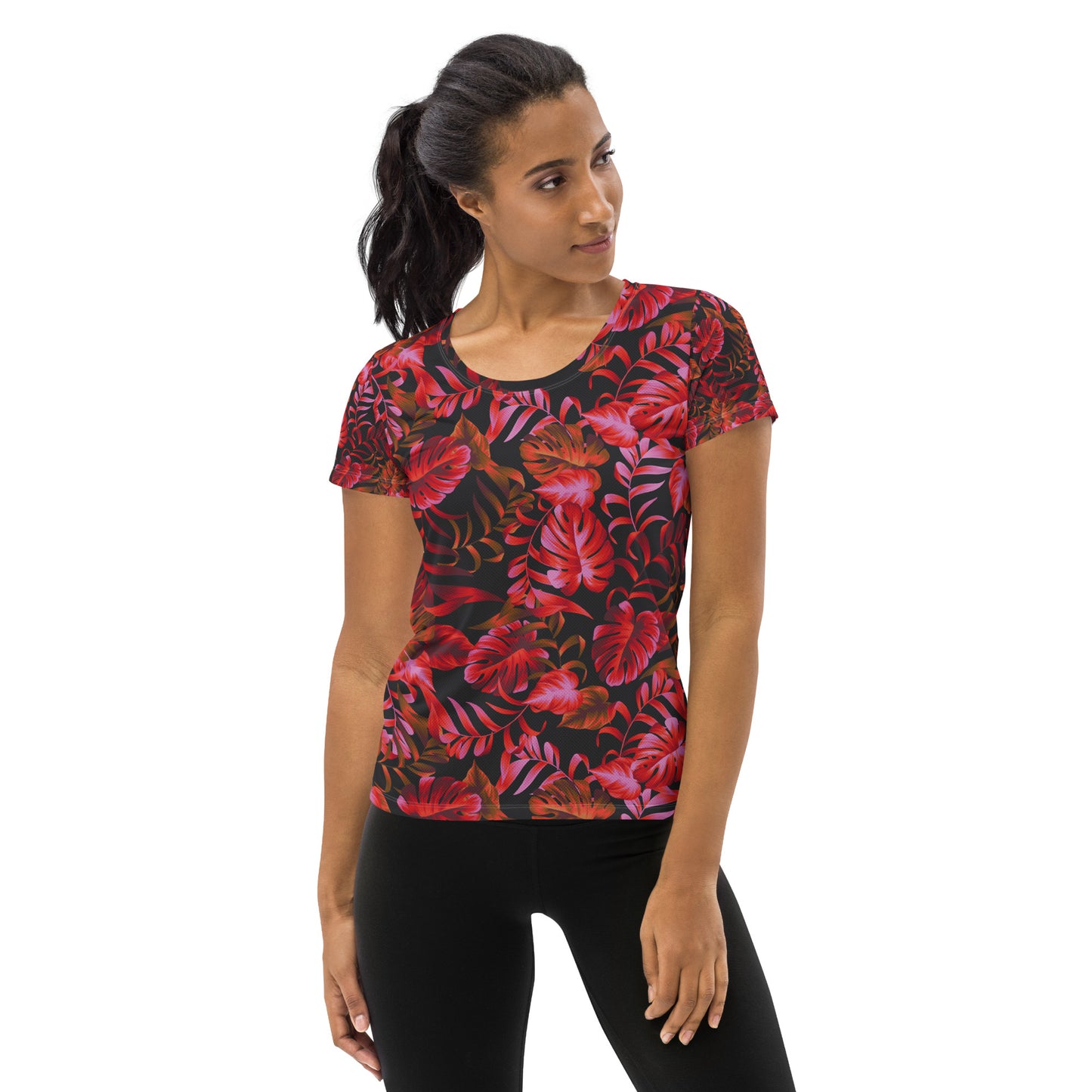 Women's Athletic Performance T-shirt In Femme Fatale Garden