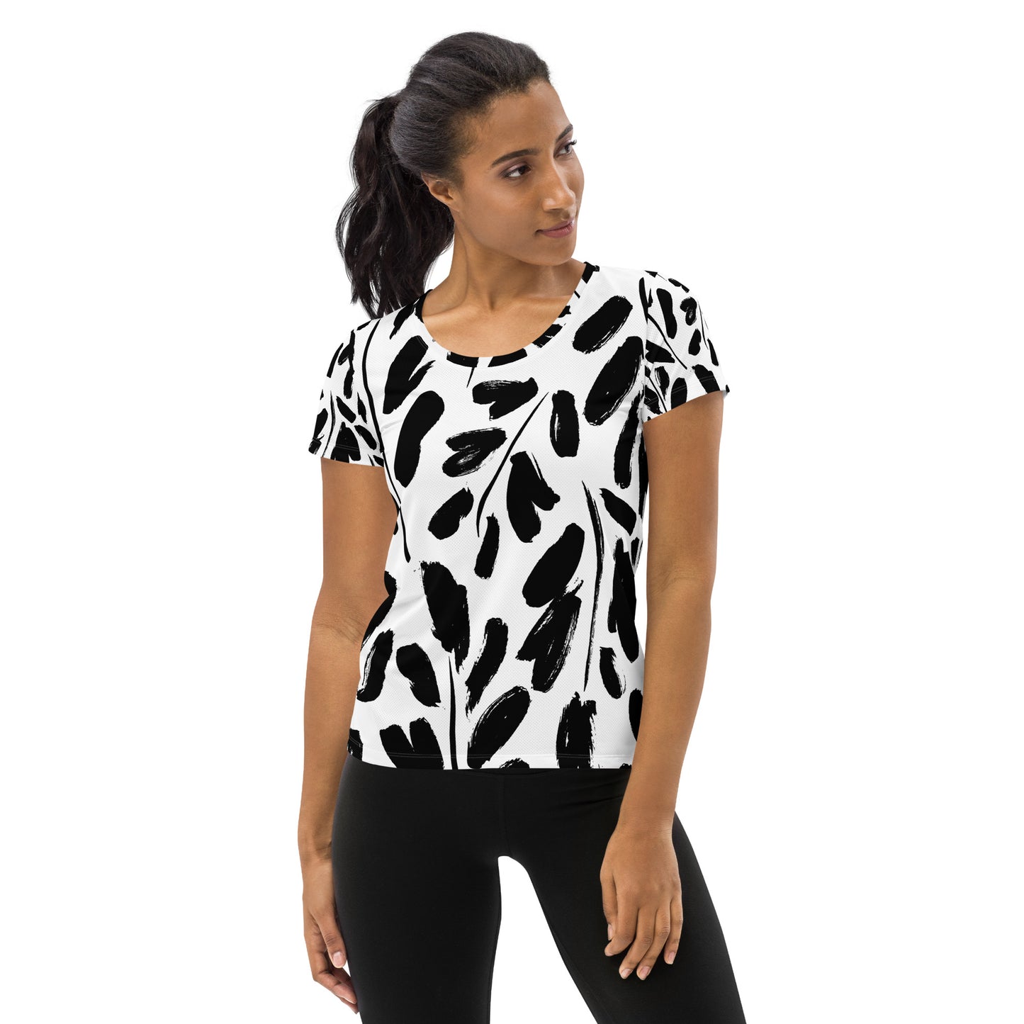 Women's Athletic Performance T-shirt In Abstract Noir