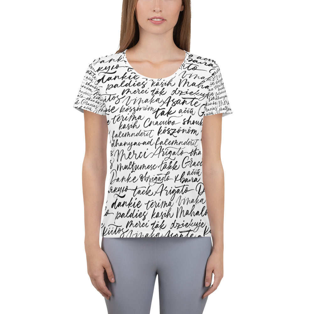 Women's Athletic Performance T-shirt In Gratitude