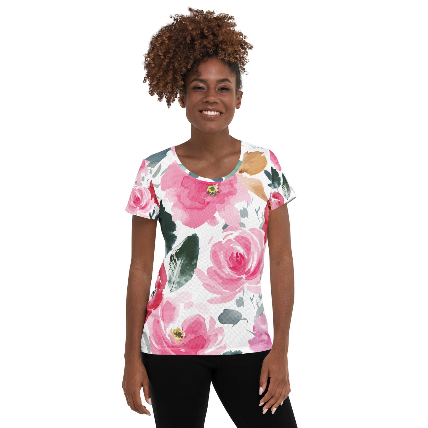 Women's Athletic Performance T-shirt In Secret Garden