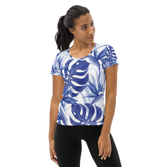 Women's Athletic Performance T-shirt In Violet Palm