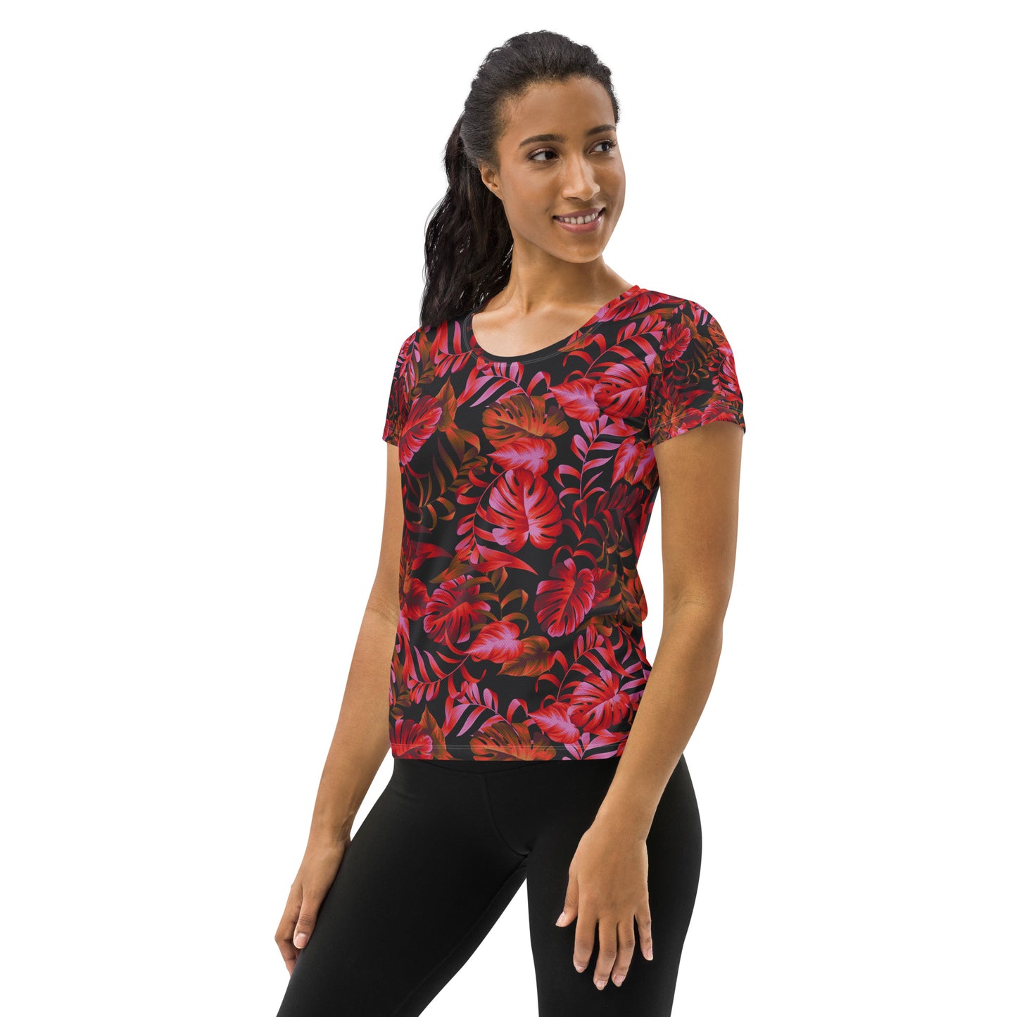 Women's Athletic Performance T-shirt In Femme Fatale Garden