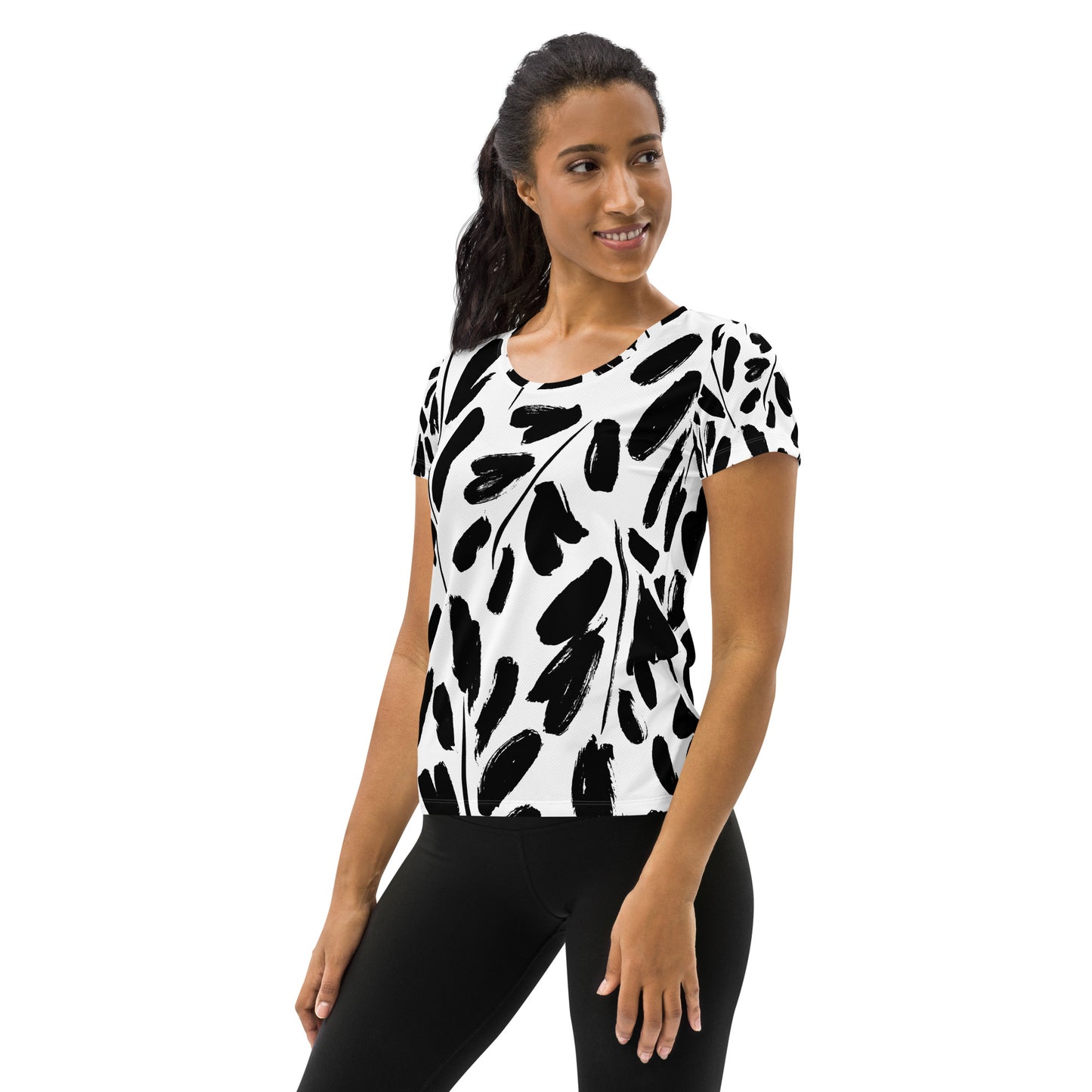 Women's Athletic Performance T-shirt In Abstract Noir