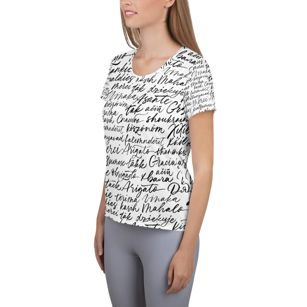 Women's Athletic Performance T-shirt In Gratitude