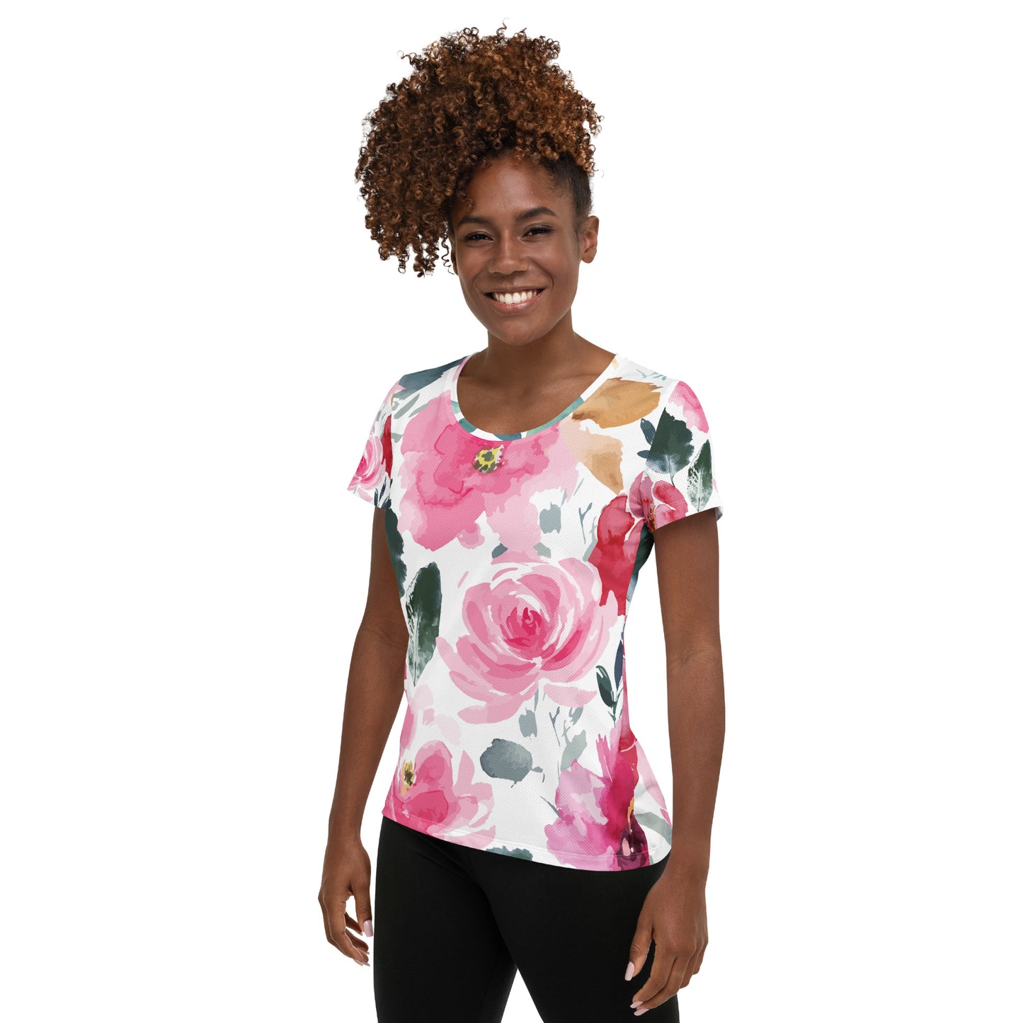 Women's Athletic Performance T-shirt In Secret Garden