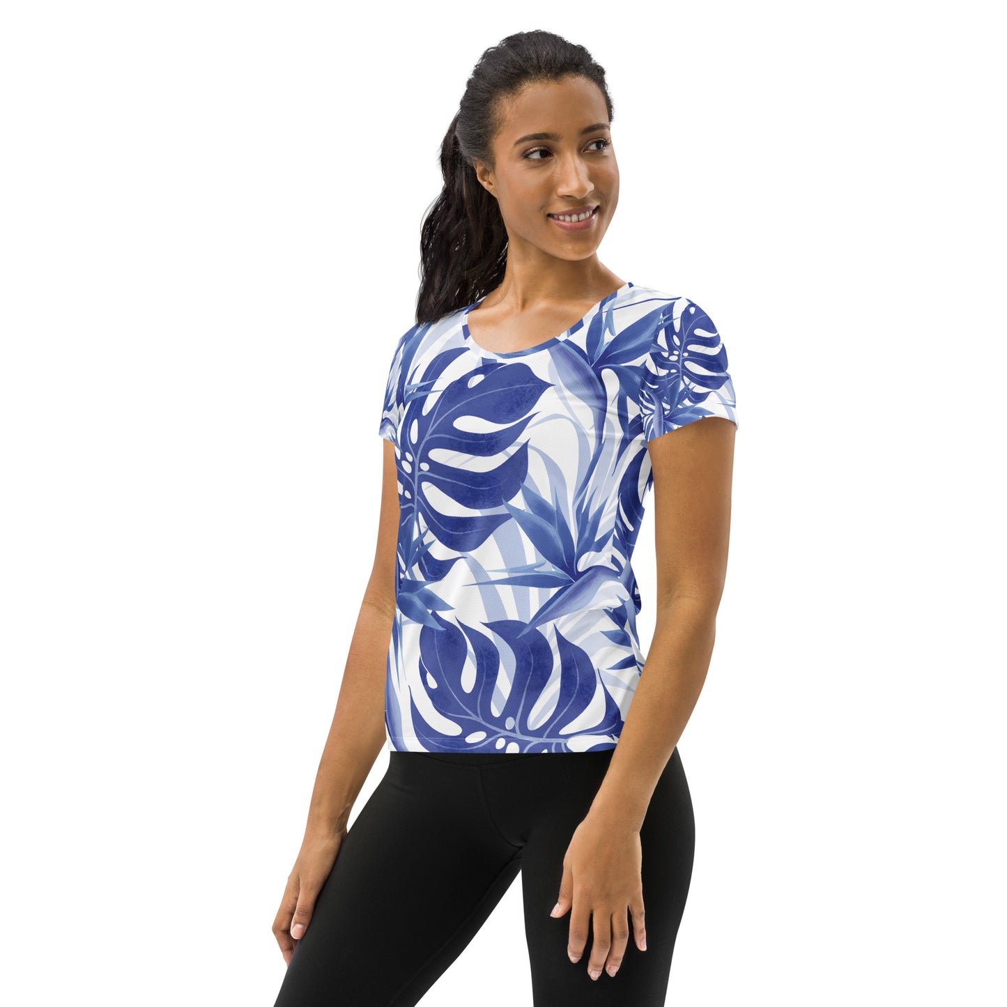 Women's Athletic Performance T-shirt In Violet Palm