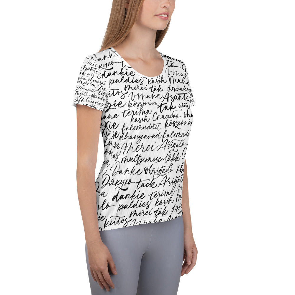 Women's Athletic Performance T-shirt In Gratitude