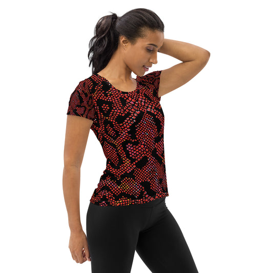 Women's Athletic Performance T-shirt in Snakeskin Rouge