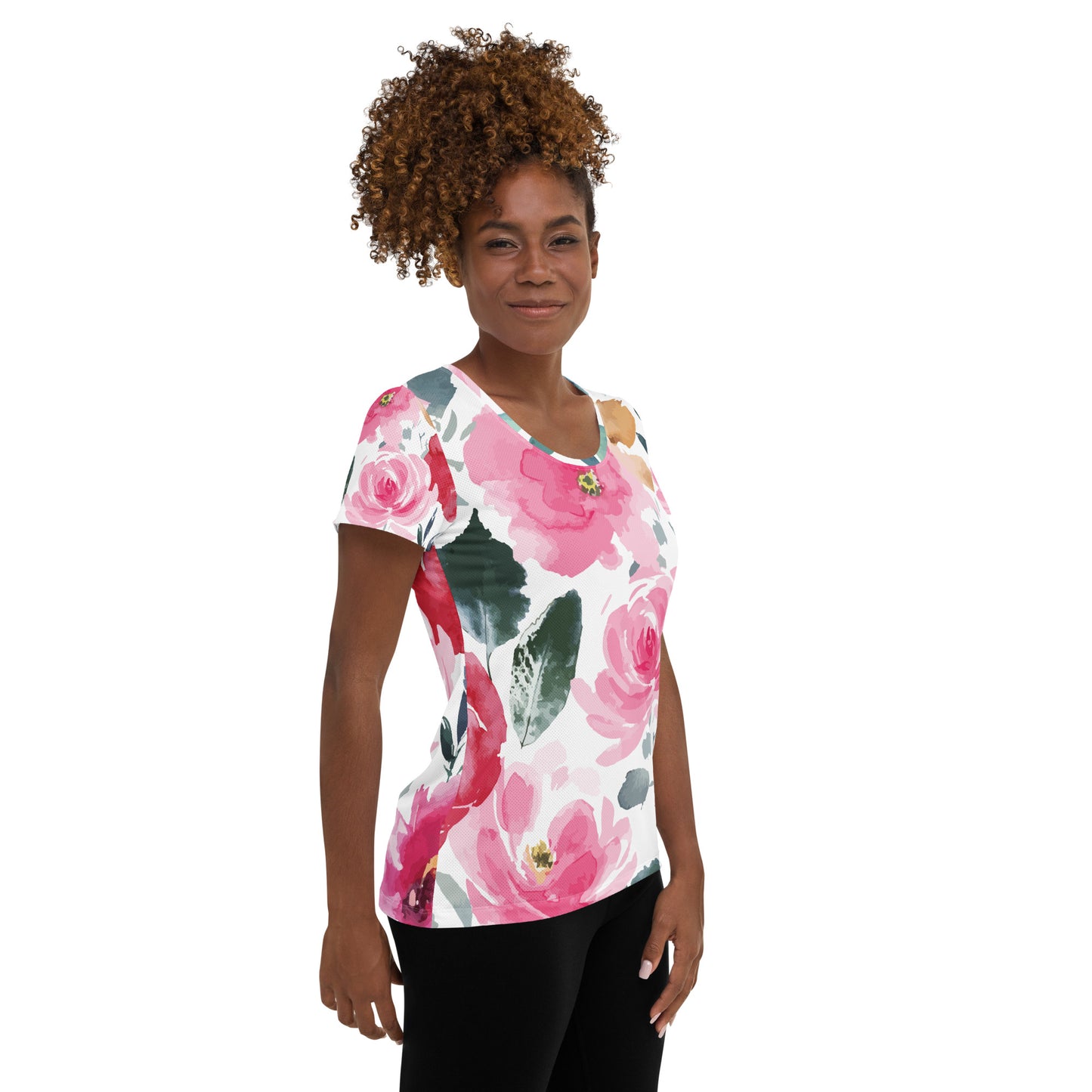 Women's Athletic Performance T-shirt In Secret Garden