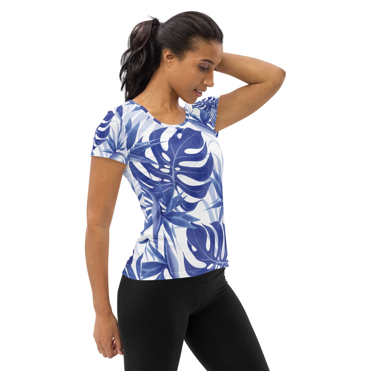 Women's Athletic Performance T-shirt In Violet Palm