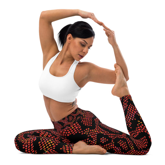 Yoga Leggings In Snakeskin Rouge