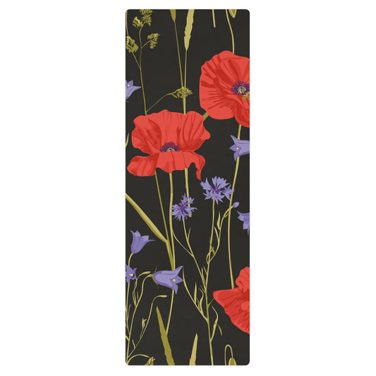 Designer Nonslip Yoga Mat in Poppy Fields