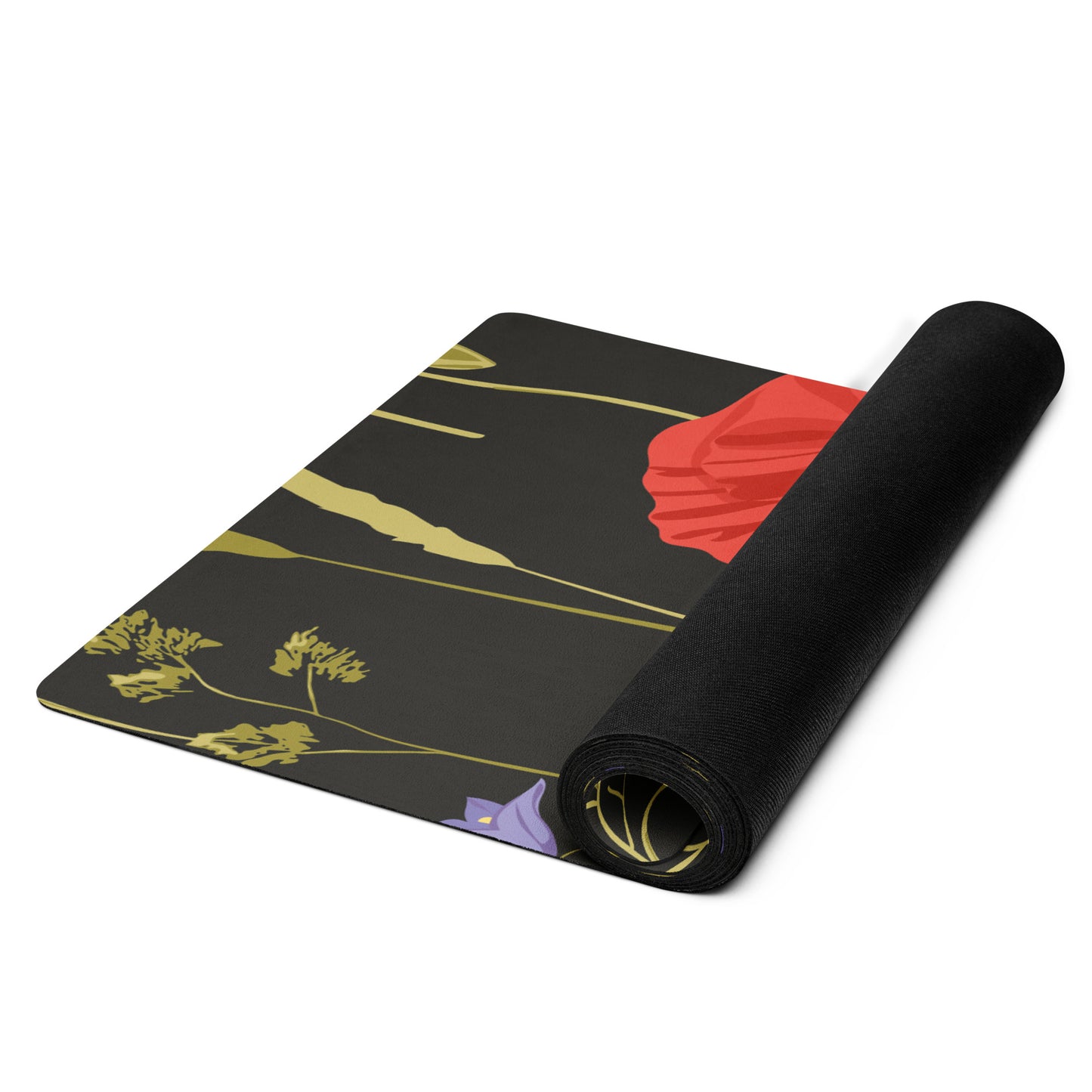 Designer Nonslip Yoga Mat in Poppy Fields