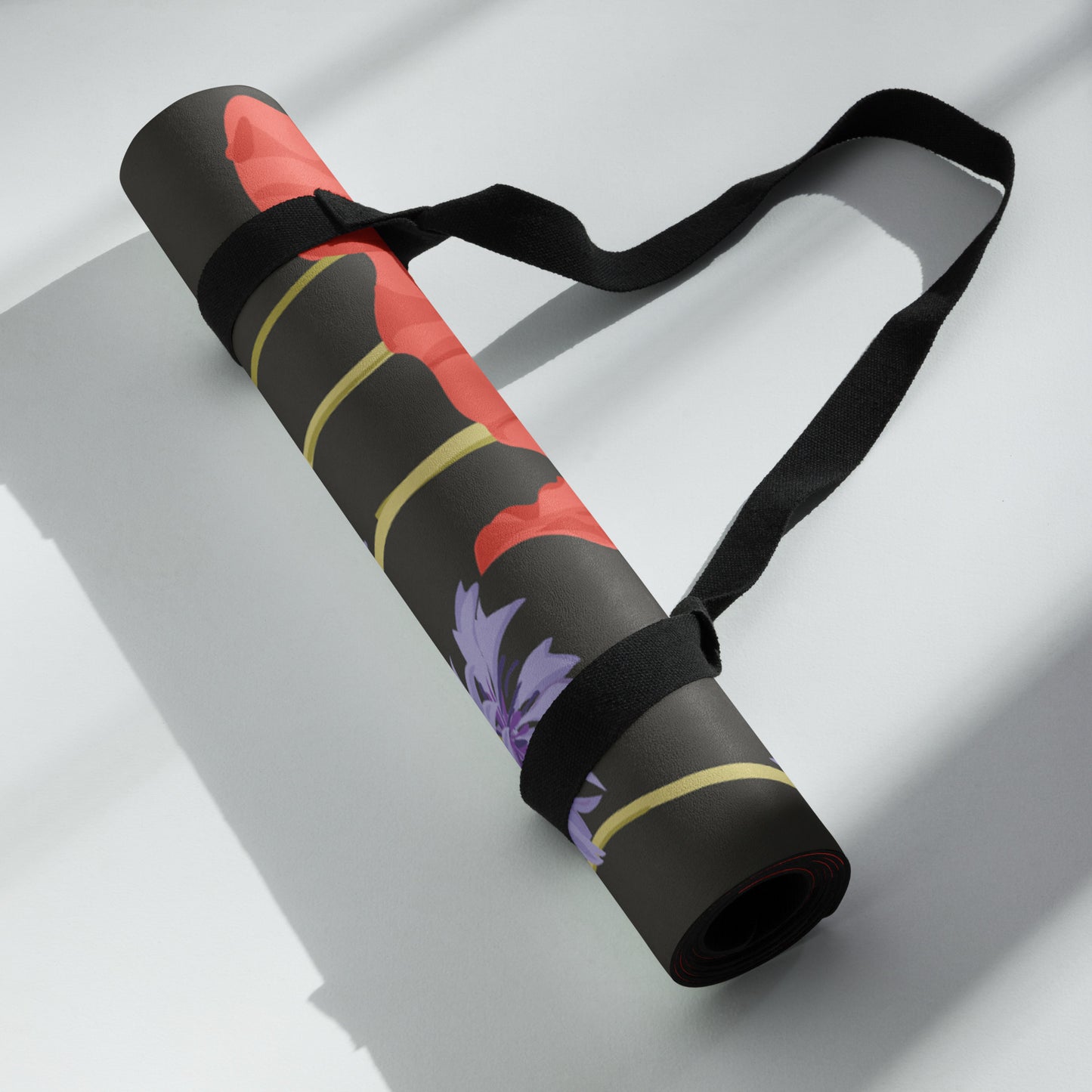 Designer Nonslip Yoga Mat in Poppy Fields