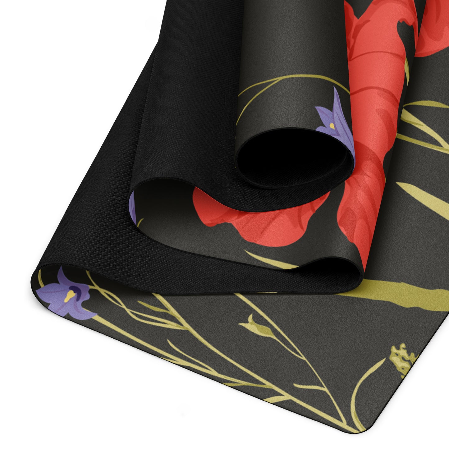 Designer Nonslip Yoga Mat in Poppy Fields